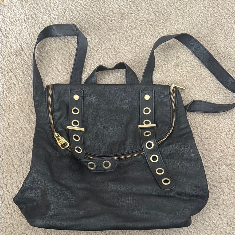 Steve Madden Black Leather Backpack